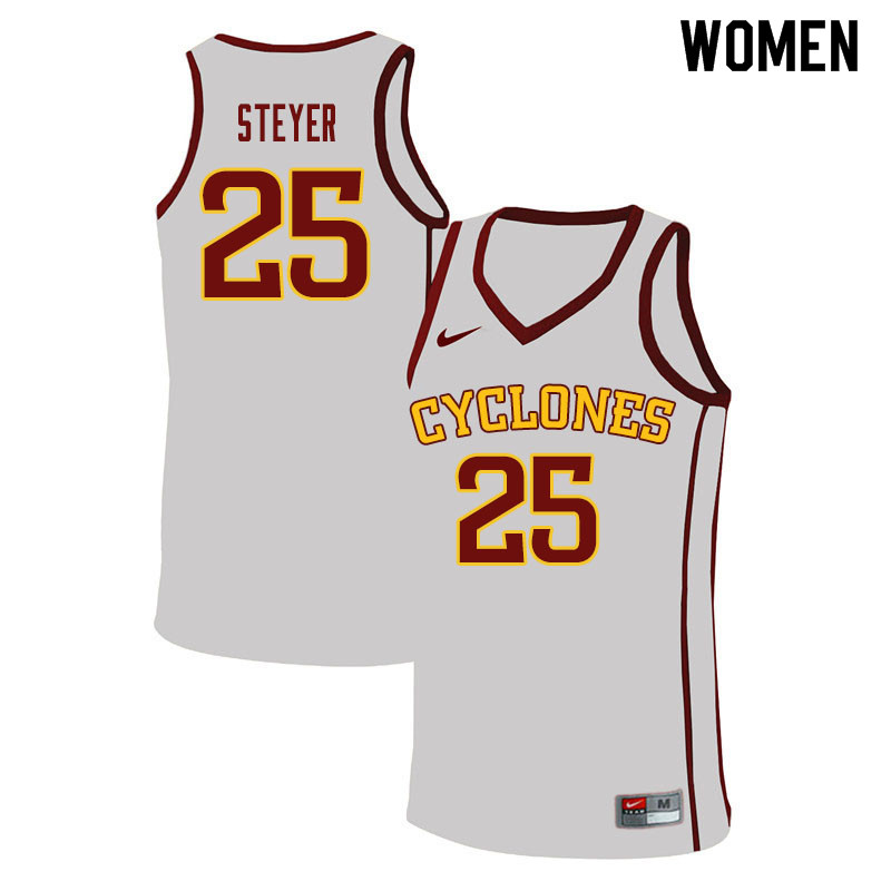 Women #25 Eric Steyer Iowa State Cyclones College Basketball Jerseys Sale-White - Click Image to Close